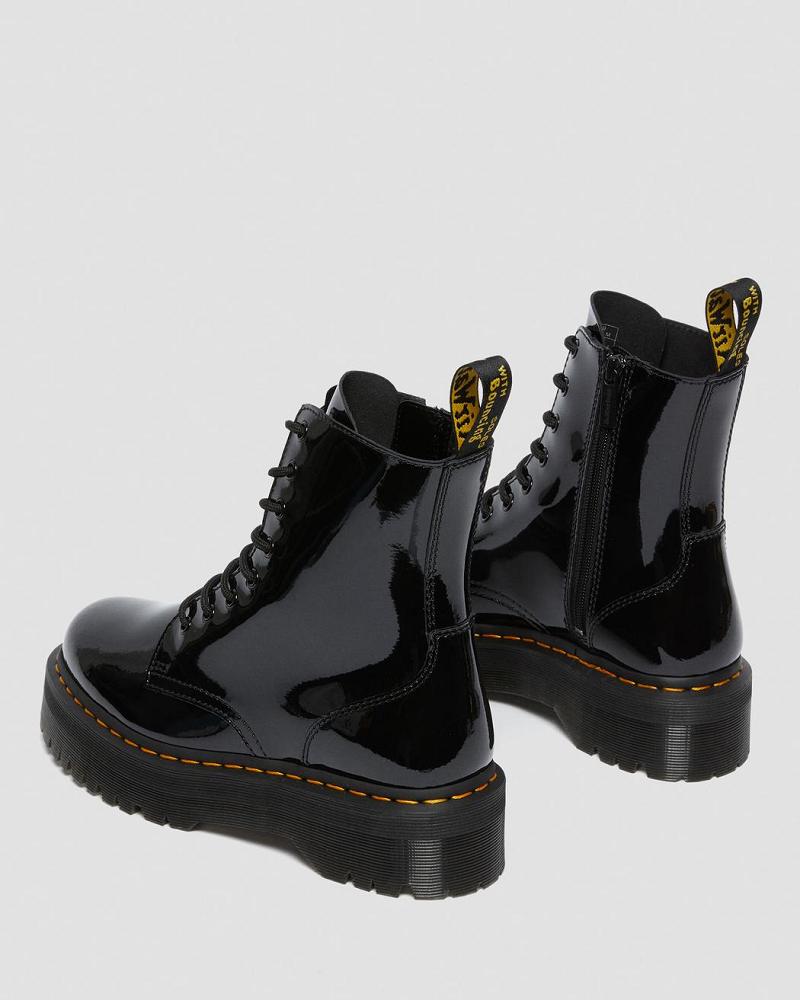 Black Men's Dr Martens Jadon Patent Leather Platform Boots | CA 556EBC